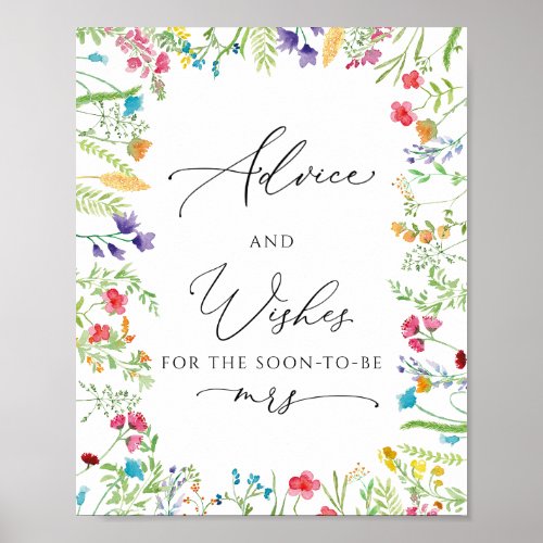 Wildflower Rustic Bridal Game Wishes Poster
