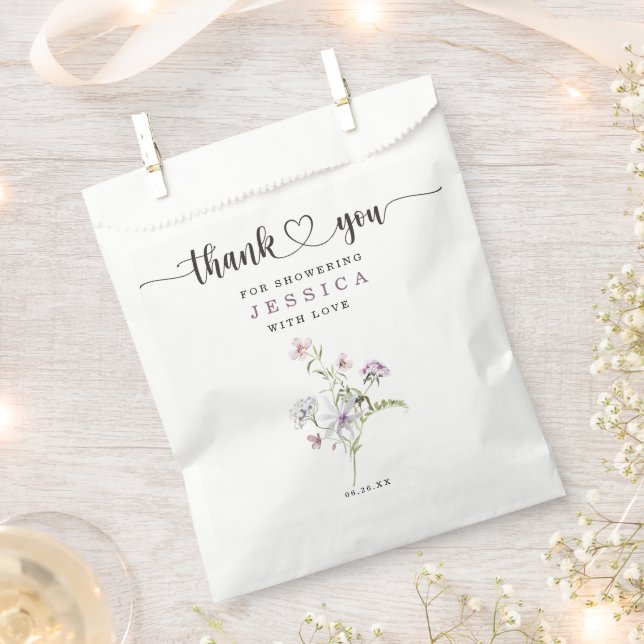Wildflower Rustic Bridal Shower Favor Bag (Clipped)