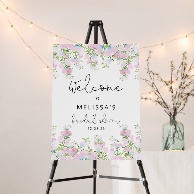 Wildflower Rustic Bridal Shower Welcome Foam Board (In Situ (Stand))