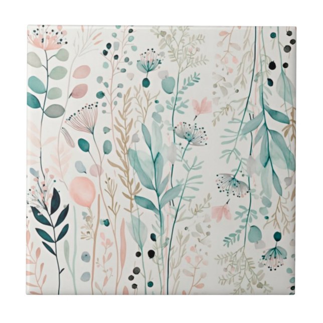 Wildflower rustic ceramic tile (Front)