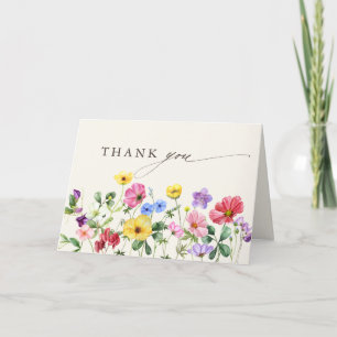 Wildflower Rustic Chic Floral Boho  Bridal Shower Thank You Card