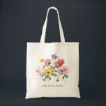 Wildflower Rustic Chic Floral Boho Bridesmaid Gift Tote Bag<br><div class="desc">Celebrate your love story with this elegant floral bridesmaid gift tote bag featuring a charming watercolor wild flower design. Perfect for a garden wedding, outdoor ceremony, or rustic boho celebration, this design blends whimsical floral elements with timeless elegance. Ideal for summer or spring weddings, the vibrant botanical artwork and personalized...</div>