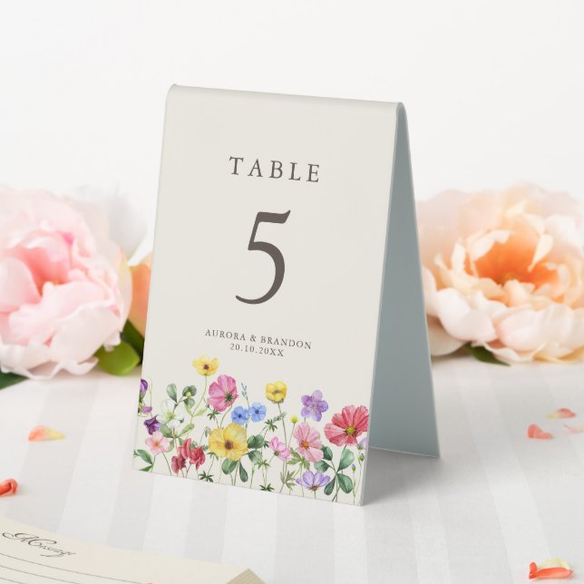 Wildflower Rustic Chic Floral Boho Country Number  Table Tent (In SItu (Wedding))