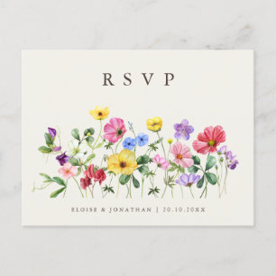 Wildflower Rustic Chic Floral Boho Country RSVP    Postcard