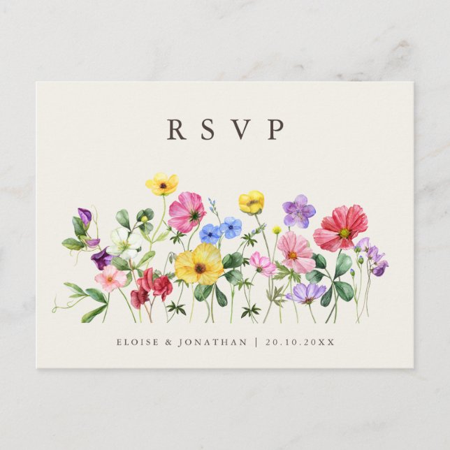 Wildflower Rustic Chic Floral Boho Country RSVP    Postcard (Front)