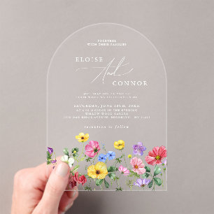 Wildflower Rustic Chic Floral Boho Country Wedding Acrylic Invitations