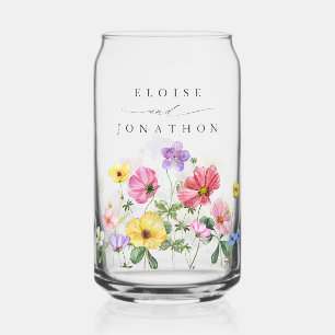 Wildflower Rustic Chic Floral Boho Country Wedding Can Glass
