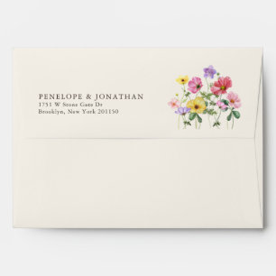 Wildflower Rustic Chic Floral Boho Country Wedding Envelope