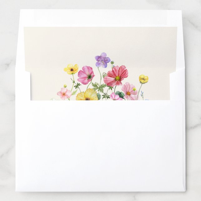 Wildflower Rustic Chic Floral Boho Country Wedding Envelope Liner (In Envelope)