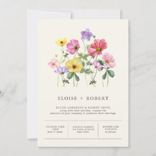 Wildflower Rustic Chic Floral Boho Country Wedding Invitation