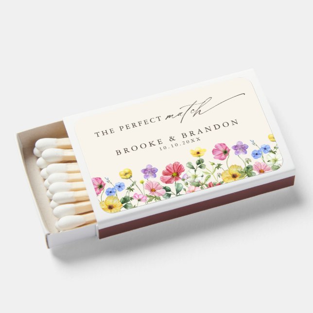 Wildflower Rustic Chic Floral Boho Country Wedding Matchboxes (Front Open)