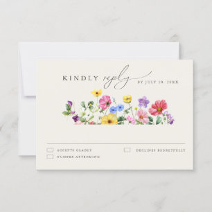 Wildflower Rustic Chic Floral Boho Country Wedding RSVP Card