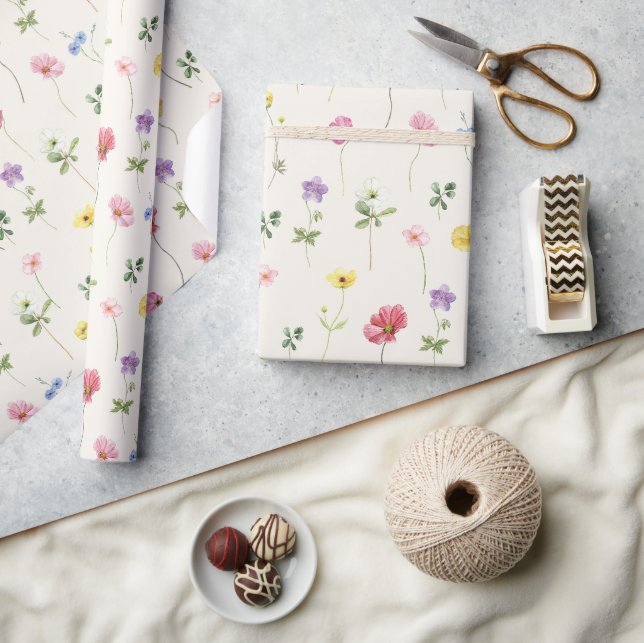 Wildflower Rustic Chic Floral Boho Country Wedding Wrapping Paper (Crafts)