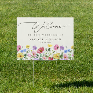 Wildflower Rustic Chic Floral Boho Country Welcome Sign