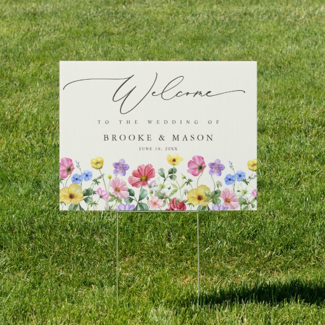 Wildflower Rustic Chic Floral Boho Country Welcome Sign (Insitu)