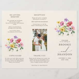 Wildflower Rustic Chic Floral Boho Wedding program