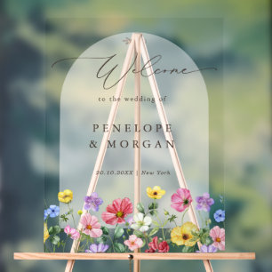 Wildflower Rustic Chic Floral Boho Wedding Welcome Acrylic Sign