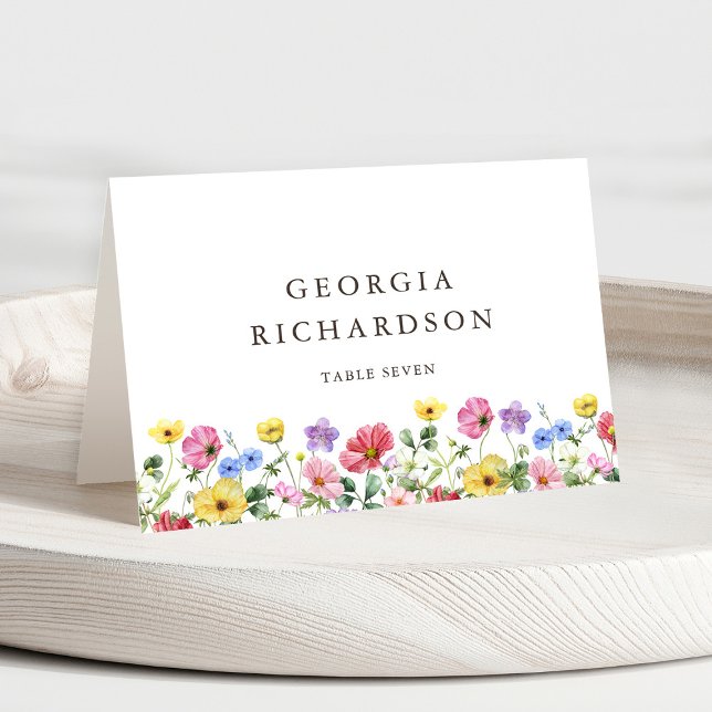 Wildflower Rustic Chic  Wedding Boho Place Card (Wildflower Rustic Chic Floral Boho Country Wedding guest name place card)
