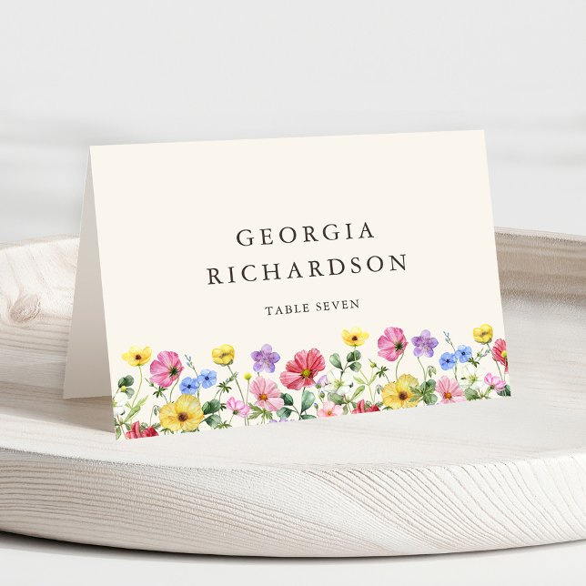 Wildflower Rustic Chic  Wedding Boho Place Card    (Wildflower Rustic Chic Floral Boho Country Wedding Guest Name place card)