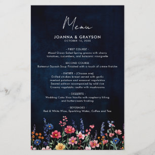 Wildflower Rustic Country Boho Floral Wedding Menu