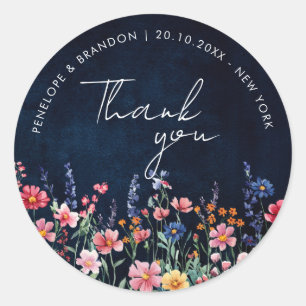 Wildflower Rustic Country Boho Wedding thank you Classic Round Sticker