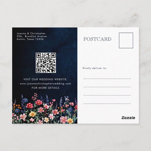 Wildflower Rustic Country Calendar Save the Date Postcard (Back)