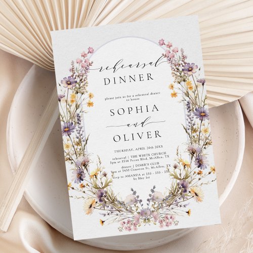 Wildflower Rustic Country Floral Rehearsal Dinner Invitation