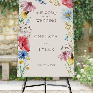 Wildflower Rustic Country Floral Wedding Welcome Foam Board