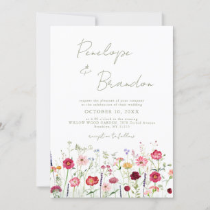 Wildflower Rustic Country Garden QR Code Wedding Invitation