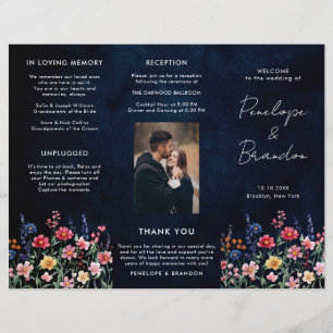 Wildflower Rustic Country Photo Wedding Program