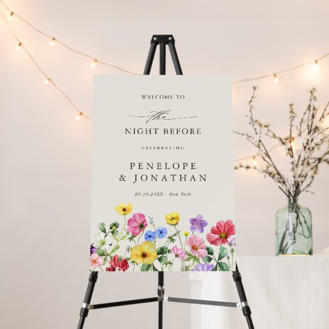 Wildflower Rustic country Rehearsal Dinner Welcome Foam Board (In Situ (Stand))