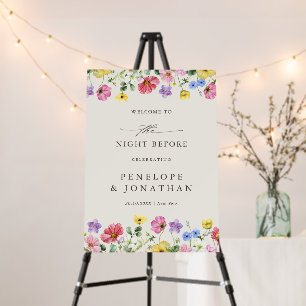 Wildflower Rustic country Rehearsal Dinner Welcome Foam Board