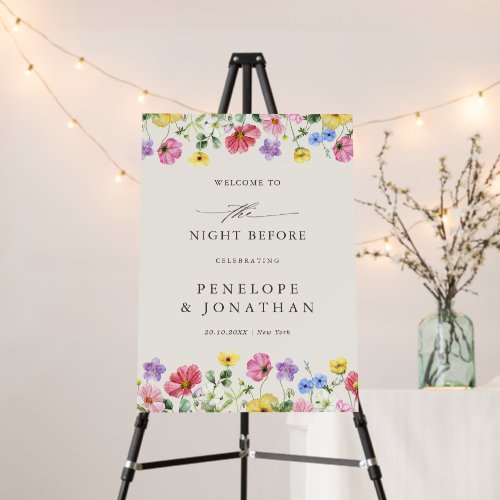 Wildflower Rustic country Rehearsal Dinner Welcome Foam Board