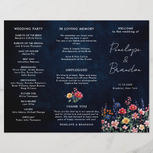 Wildflower Rustic Country Tri Fold Wedding Program