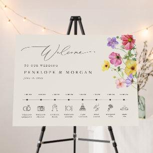 Wildflower Rustic country Wedding Welcome Timeline Foam Board