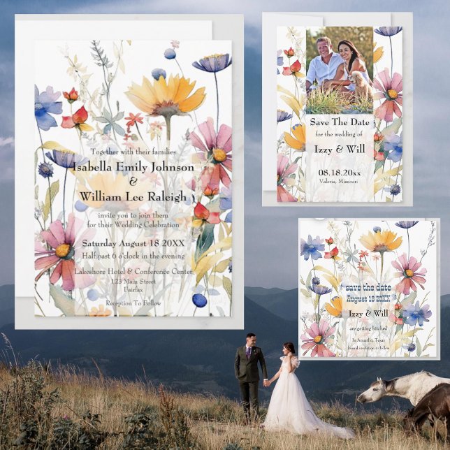 Wildflower Rustic Country Western Watercolor  Save The Date (Creator Uploaded)
