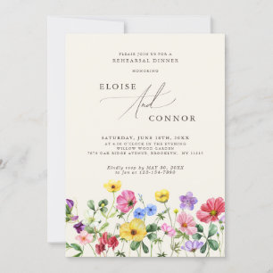 Wildflower Rustic Floral Boho Rehearsal Dinner Invitation