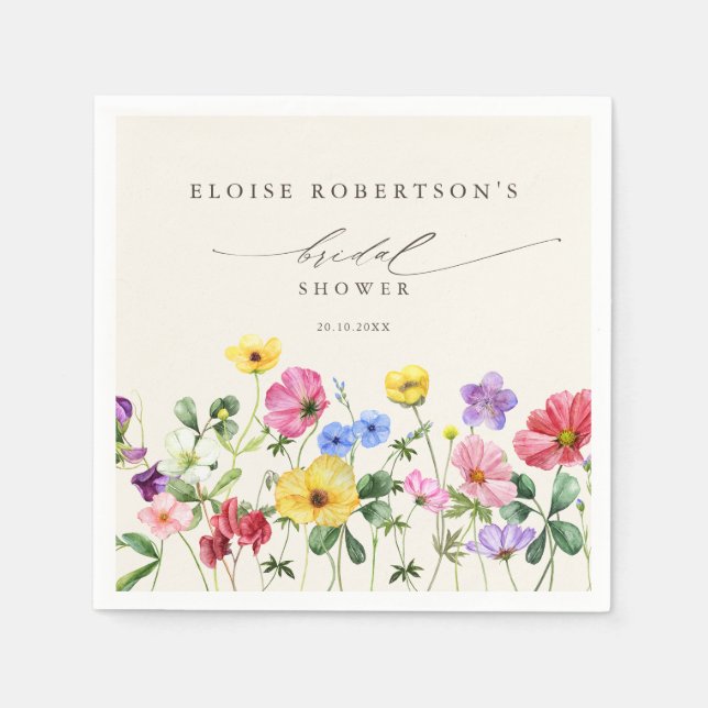 Wildflower Rustic Floral  Country Bridal shower Napkins (Front)