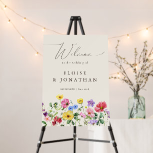 Wildflower Rustic Floral Country Wedding Welcome Foam Board