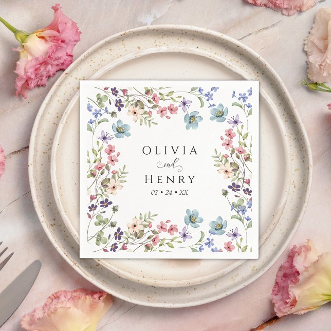  Wildflower Rustic Floral Wedding Napkins (Creator Uploaded)
