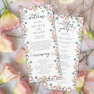 Wildflower Rustic Floral Wedding Program