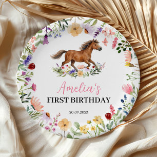 Wildflower Rustic Horse Birthday Party Paper Plates