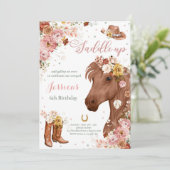 Wildflower Rustic Horse Cowgirl Birthday Party Invitation (Standing Front)