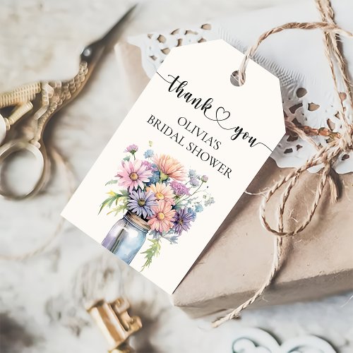 Wildflower Rustic Mason Jar Bridal Shower Favor  Gift Tags