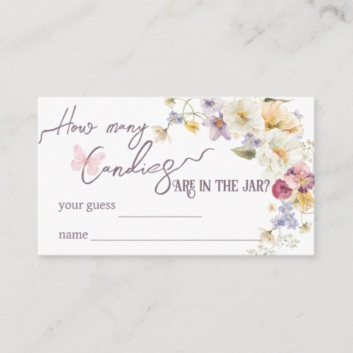 Wildflower rustic purple Baby Shower guess game Enclosure Card