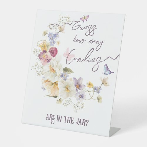 Wildflower rustic purple Baby Shower Guess Game Pedestal Sign