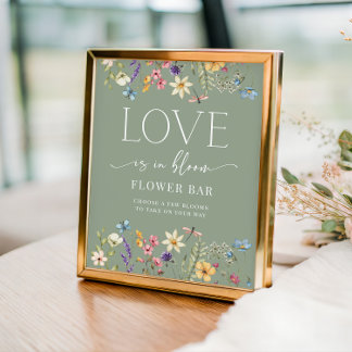 Wildflower Sage Bridal Shower Flower Bar Sign