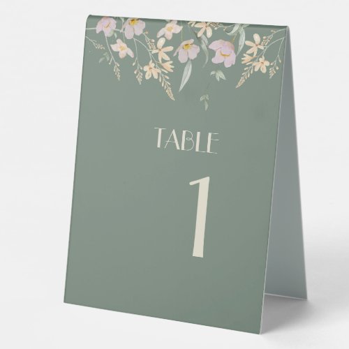 Wildflower Sage Deco Table Number Tent Sign