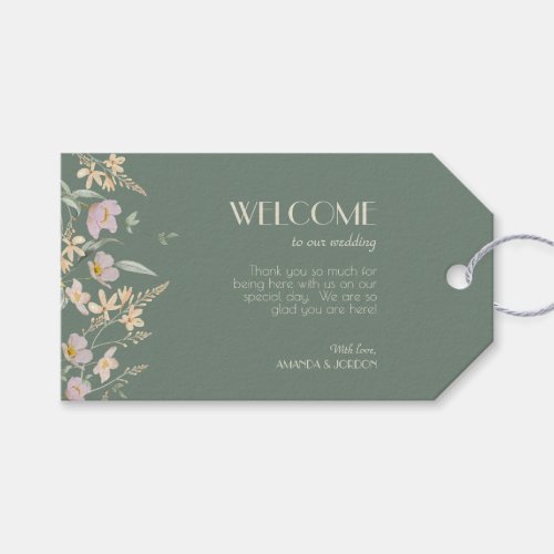 Wildflower Sage Deco Wedding Gift Tags