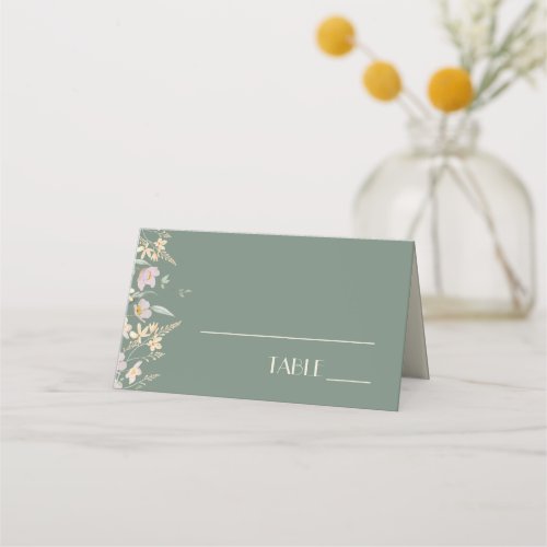 Wildflower Sage Deco Wedding Place Card Tent